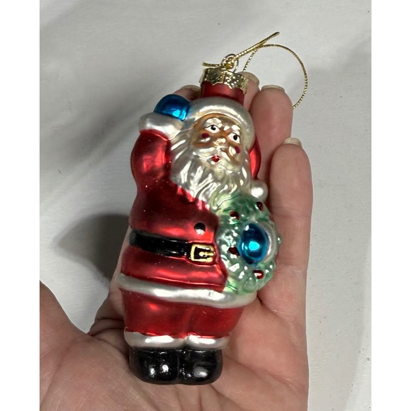 Christmas House Other - Christmas House Blown Glass Santa Claus Ornament Wreath Bag Hanging Decor VTG